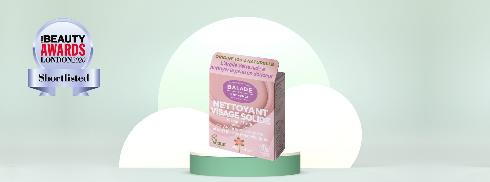 nettoyant visage solide SHORTLISTED au Pure London Beauty Award
