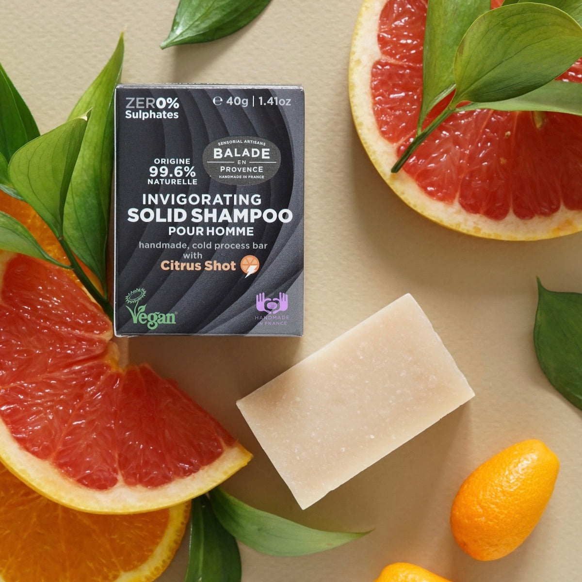 zero waste, zéro plastique, skincare, shampoing revigorant, pour homme, citrus shot, origine naturelle, zero sulfates, cosmétique solide, cosmétique biologique, vegan, compostable, handmade in france, beauty product, skincare routine